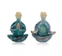Set of 2 Meditation Yoga Turtle Statue, Sea Turtle decor, Coastal Room Decor, Meditating Turtle Figurines for Garden Decorations, Beach Decorations for Home Office Desk Bathroom (2 Yoga Poses)