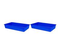 (Set of 2) Medium Open Plastic Cat Litter Tray 42 CM Pet Toilet Kitten Easy Clean Portable Pan Loo Box Potty Litter Training Tray Box Indoor & Outdoor Elderly Cats Trays Easy Access (Blue)