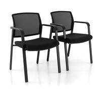 Set of 2 Meeting Waiting Room Office Chairs Stackable Office Guest Mesh Chairs