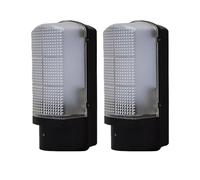 Set of 2 Meridian - Outdoor LED Wall Lights with Dusk Dawn Sensor First Choice Lighting Black One Size