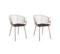 Beliani Set Of 2 Dining Chairs Hoback Metal Beige