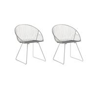 Dining Chair Set of 2 Metal Silver AURORA