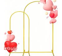 Set of 2 Metal Arch Backdrop Stands 7.2FT and 6FT Gold Wedding Arch Frame for Party, Baby Shower, Graduation, Birthday and Event Decorations Durable Balloon Arch Stand