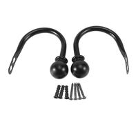 Set of 2 Metal Decorative Curtain Hold Backs, Wall Mounted Window Drapery Tiebacks for Bedroom, Livingroom, Office Come with Screws, Black