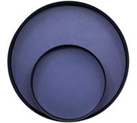 Set of 2 Metal Decorative Trays with Leatherette Insert (Circular, Navy Blue)