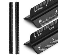 Set of 2 Metal Scale Rulers, Triangular Aluminium 30 cm, Triangular Scale Ruler, 1:20, 1:25, 1:50, 1:75, 1:100, 1:125/1:100, 1:200, 1:250, 1:300, 1:400, 1:500, Ruler Metric for Metric for Architecture