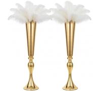 Set of 2 Metal Trumpet Vases for Table Centerpieces, Anniversary Celebration Wedding Party Dinner Table Centerpieces, Wedding Decorations, 55.5cm/21.9 in Gold Vase