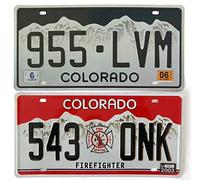 - Set of 2 metal USA car LICENSE PLATES - replicas of real COLORADO American plates