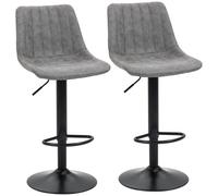 HOMCOM Set Of 2 Leathaire Tub Bar Stools w/ Metal Frame Footrest Home Seat in Grey HOMCOM Grey