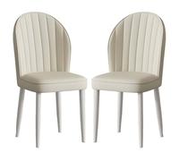 Set of 2 Mid Century Dining Chairs Padded Faux Suede Kitchen Accent Chairs Scratch Resistant No Armrests Stylish M-Leg Design for Living Room & Leisure Use
