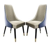 Set of 2 Mid-Century Modern PU Leather Dining Chairs with Solid Wood Legs, Diamond Pattern, Accent Chairs for Living Room, Bedroom, Reception, Comfortable & Stylish