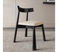 Set of 2 Mid Century Modern Solid Wood Dining Chairs - Curved Backrest & Upholstered Seat for Kitchen & Dining Room - Stylish Black Legs Comfortable &