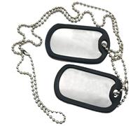 Set of 2 Military Dog Tags - Stainless Steel Nickel Plated Army Style With Ball Chains & Silencers, Necklace for Men