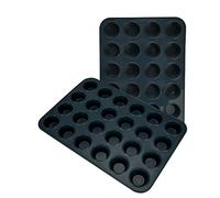 Set of 2 Mini Muffin Tray 24 Cup Silicone Muffins Pan, Non-Stick Cupcake Tin, Silicon Mould Bakeware, Reusable Baking Case for Mini Mince Pie, Cupcakes, Dishwasher Safe, 34 x 23 x 2.5 cm (Grey)