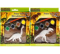 Set Of 2 Mini Packets - Paint Your Own Dinosaur Craft Model Kit - T-Rex / Brachiosaurus