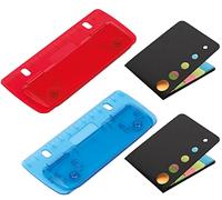 Set of 2 Mini Pocket Hole Punch for Filing with Sticky Notes, Adhesive Strips, Mini Pocket Hole Punch for Stapling, for 8 cm Hole Punching with 12 cm Scale, Set of 2 Hole Punches, Red Blue