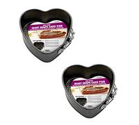 Set of 2 Mini Springform Heart Cake Tin With Non Stick Coating Ideal For Cheesecake Sponge And Loose Base 12cm