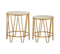 Orsina Set Of 2 Hairpin Design Side Tables,modern Accent Tables,gold Finished Nesting Table,decorative Round Table