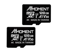 [Set of 2] MMOMENT 128GB MicroSDXC Card U3/A1 / V30 / SD Adapter Included (Up to 100MB/s)