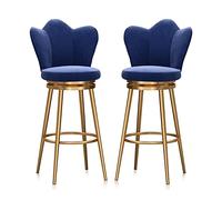 Set of 2 Modern 25.6" Velvet Bar Stools with High Back Swivel Design Upholstered for Kitchen Island Dining Room Patio - Stylish Blue Accent Chairs