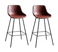 Set of 2 Modern Bar Stools Leather Upholstered Dining Chairs with Backrest & Footrest for Kitchen Counter Island Home Bar Easy to Clean & Stylish Design