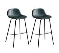 Set of 2 Modern Bar Stools Upholstered Faux Leather High Back Counter Stools for Kitchen Island Green Counter Height Chairs for Dining Room and Home Bar