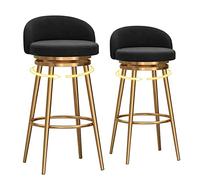 Set of 2 Modern Black Swivel Bar Stools with Backrest Kitchen Counter Height Chairs with Footrest for Home Bar Dining Room Pub and Bistro Use