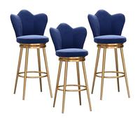 Set of 2 Modern Counter Height Bar Stools with Backrest, Gold Metal Frames, Velvet Upholstered for Kitchen Island
