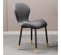 Set of 2 Modern Dark Gray Leather Dining Chairs with d Metal Legs Comfortable Seating for Home Living Room Restaurant Hotel Office