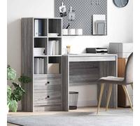 Set of 2 Modern Desks with Drawers Grey 135.5 x 50 x 127 cm Office Table for Home Office & Study Stylish Furniture Solutions