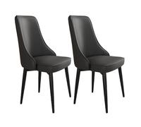 Set of 2 Modern Dining Chairs for Kitchen & Living Room Upholstered Soft Faux Leather Padded Seat Metal Legs in GreenBlack or BlackGold Options