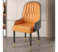 Set of 2 Modern Dining Chairs High Back Cushioned Faux Leather Kitchen Chairs with Metal Legs Stylish Seating for Living Room Reception Area and Waiting Room