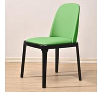 Set of 2 Modern Ergonomic Dining ChairsUpholstered Faux Leather Kitchen Chairs with Solid Wood Legs No Armrest Farmhouse Lounge Chairs for Living Room (Green A & Black)