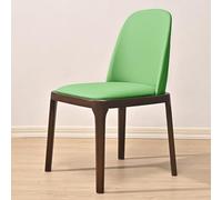 Set of 2 Modern Ergonomic Dining Room ChairsUpholstered Faux Leather Kitchen Chairs with Solid Wood Legs No Armrest Farmhouse Lounge Chairs for Living Room (Green A + Coffee)