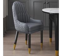 Set of 2 Modern Faux Leather Dining Chairs Upholstered Accent Kitchen Stools with Wooden Legs for Living Room Dining Room Waiting Area Reception (Gray)