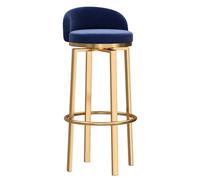 Set of 2 Modern Gold Metal Swivel Bar Stools, Blue High Back Counter Chairs for Kitchen & Dining, 65cm Seat Height, Ergonomic Design, Stylish Home Furniture