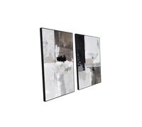 Set of 2 Modern Grey and Black Abstract Wall Art - Framed Canvas Paintings for Living Room, Bedroom, Office Décor - 24x36 Inches Each