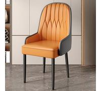 Set of 2 Modern High Back Dining Chairs Upholstered Faux Leather Kitchen Seating with Metal Legs Stylish for Living Room Waiting Room Reception Area