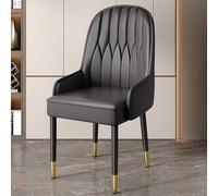 Set of 2 Modern High-Back Upholstered Dining Chairs Black Faux Leather with Metal Legs Stylish Kitchen & Living Room Seating Perfect for Waiting Rooms & Reception Areas