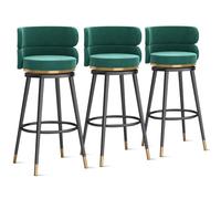 Set of 2 Modern High-Back Velvet Bar Stools in Green Upholstered 65 cm Tall Chairs for Kitchen & Dining Room Stylish and Comfortable Seating