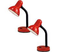 Set Of 2 Modern Red Table Lamps With Flexible Arms And Rocker Switch