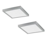 Set Of 2 Modern Silver Led Ceiling Lights - 400mm Square 25W 3000K
