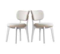 Set of 2 Modern Solid Wood Dining Chairs, Boucle Upholstered Armless Side Chairs with Curved Backrest for Kitchen & Living Room, Natural Finish, Stylish & Comfortable