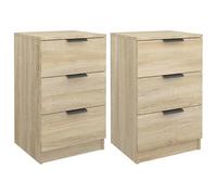 Set of 2 Modern Sonoma Oak Nightstands - Stylish Compact Bedside Tables for Small Spaces - Durable Storage Furniture - Chic Functional Design for Bedrooms (40x36x65 cm)