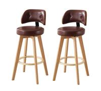 Set of 2 Modern Swivel Bar Stools - Comfortable Wooden Counter Height Chairs with Backs and Footrest for Kitchen Island Dining Room and Guitar Players