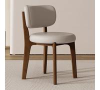 Set of 2 Modern Upholstered Dining Chairs Curved Backrest Wood Frame Armless Kitchen Lounge Chairs for Dining Room & Living Room (Brown Color)