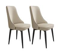 Set of 2 Modern Upholstered Dining Chairs for Kitchen & Living Room Soft Faux Leather Cushioned Seat Metal Legs GreenBlack & BeigeGold Options.