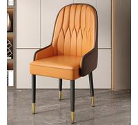 Set of 2 Modern Upholstered Dining Chairs High Back Faux Leather Kitchen Chairs with Metal Legs Stylish Seating for Living Room Waiting Area and Reception