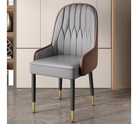 Set of 2 Modern Upholstered Dining Chairs High Back Faux Leather with Metal Legs Stylish Kitchen & Living Room Seating Gray Perfect for Waiting Area & Reception