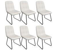 Set of 2 Modern Upholstered Dining Chairs - Stylish Grey Faux Leather with Backrest & Metal Legs Comfortable Seating for Dining Room Kitchen Living Room Decor
